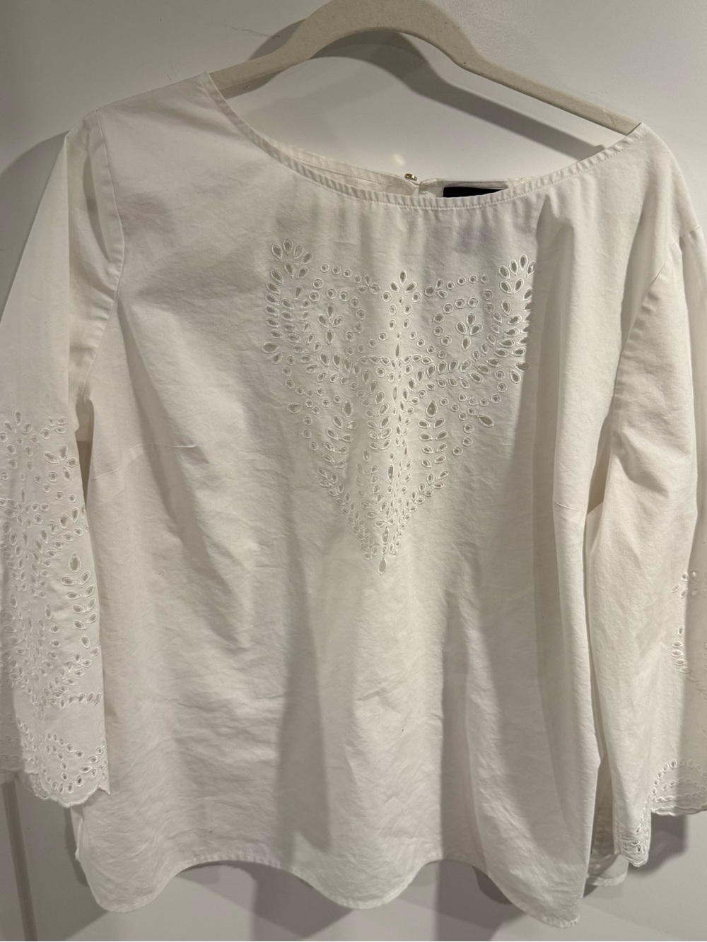 Liz Claiborne White Eyelet Cutwork Cotton Blouse